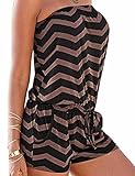 Sexyshine Women's Strapless Off Shoulder Printed Beachwear Short Rompers Jumpsuits