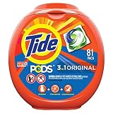 Tide PODS 3 in 1 HE Turbo Laundry Detergent Pacs, Original Scent, 81 Count Tub, Packaging May Vary