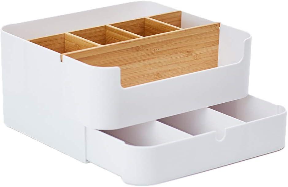 Organisateur Bureau 3 Tiroirs En Bambou - Rangement Cosmétiques Ou Fournitures - Dimensions 30x18 Cm - Prêt à L'emploi