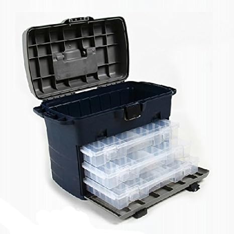 Amazon Co Jp 大容量タックルボックス 3段ルアーケース搭載 フィッシングボックス プロ 釣り エギング シーバス ブラックバス Diy 工具 ガーデン