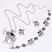 START New Women 1Set Vintage Elephant Necklace+Earrings+Bracelet Jewelry Set (Black )