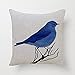 SLS Cotton Linen Decorative Throw Pillow Case Cushion Cover Blue Bird 18 