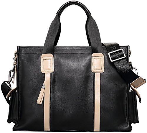 Mens Tote Handbag Real Cattle Hide 100% Leather Bussiness Handbag Clutch Straps