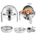 Happybuy 2 Packs Stainless Steel Chafing Dish 6 Quart Round Chafer Roll Top Chafer for Catering Buffet Warmer Set with Pans and Fuel Holders (Chafing Dish Roll Top 6qt)