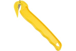 Thornton's Office Supplies Disposable Film Cutter, Sharp & Durable Steel Blade, Safe and Efficient Cutting Design for Shrink Wrap, Stretch Wrap, Tape, and Plastic Straps, Yellow (300)