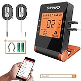 SUNAVO Bluetooth Meat Thermometer For Grilling MT-27, APP Controlled Remote BBQ Turkey Smoker Thermometer, Wireless Digital Cooking Thermometer With 6 Probe Port,Support IOS & Android