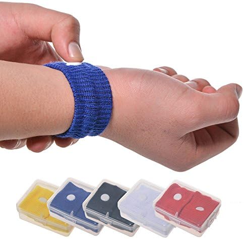 OnlyHss Anti Nausea Morning Travel Car Sea Plane Comfort Elastic Wrist Bands for Motion Sickness Kids Pregnancy, 1 Pair, Random Color(Black &amp; Blue First)