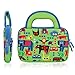 Evecase All-New Fire 7 Kids Edition Tablet Sleeve, Cute Animal Themed Neoprene Travel Carrying Slim Sleeve Case Bag w/Dual Handle and Accessory Pocket - Green w/Blue Trim