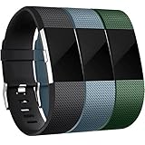 Maledan Bands Replacement Compatible with Fitbit Charge 2, 3-Pack, Black/Slate Blue/Green, Small