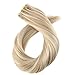 Moresoo Tape in Hair Extensions Human Hair Tape in Extensions Real Hair Extensions Glue in Honey Blonde Mix with Bleach Blonde Glue in Extensions Real Human Hair 14 Inch #P14/613 20pcs 50g