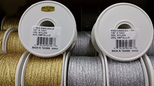 Metallic Gold &amp; Silver Ribbon 1/8" 100 Yard Roll (Silver)