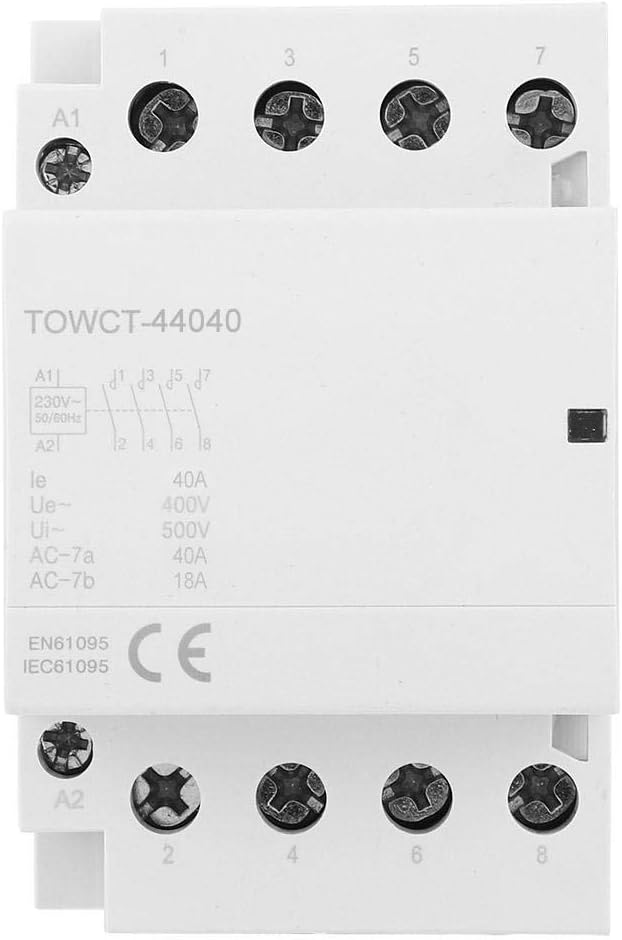AC Contactor, Household AC Contactor Automatic Operation 4P IP40 230/240V 4NO 40A Din Rail 35mm Remote Control Applications