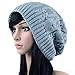 Surblue Unisex Trendy Beanie Warm Oversized Chunky Cable Knit Slouchy Woolen Hat, Light Gray