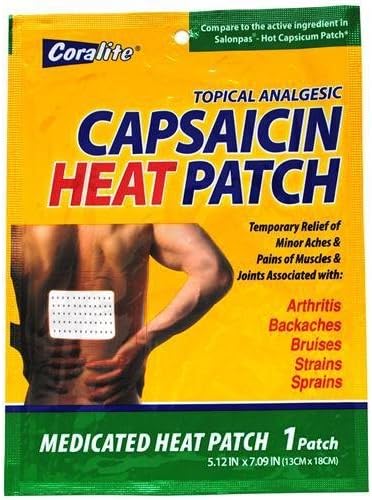 10 Pk. Coralite Topical Analgesic Capsaicin Heat Patch - Compares to Salonpas