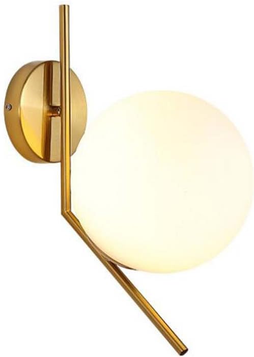 LED Wall Light, Creative Wrought Iron Wall Lamp, Glass Ball Wall Lamp Living Room Bedroom Aisle Wall Lamp Button Type E27 (Color : Warm Light)