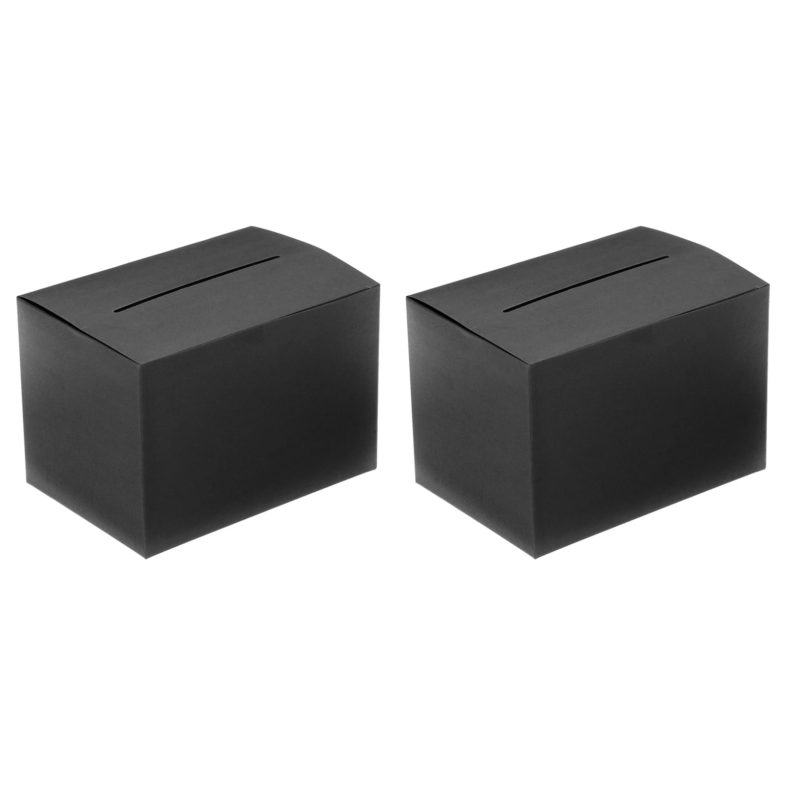 PATIKIL Black Cardboard Raffle Box, 2 Pcs 6.5 x 4.5 x 4.5 Inch Ballot Box with Removable Header Board for Suggestion, Collection, Tip, Donate, Voting