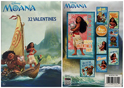 Disney Moana 32 Fold and Seal Valentine Day Cards