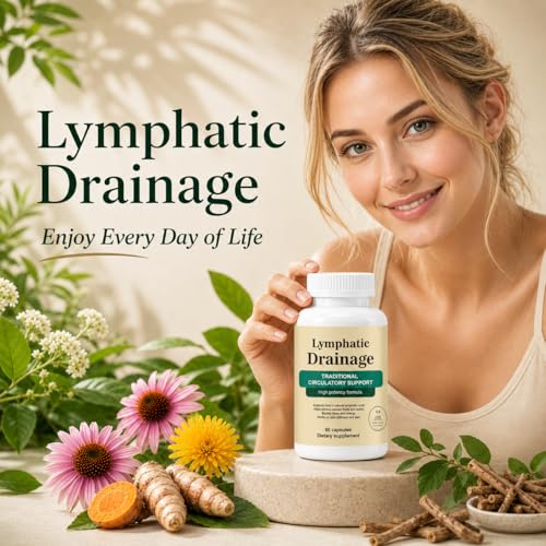 Lymphatic Drainage Capsules, Lymphatic Drainage for Immune, Cleanse & Detox, Reduce Swelling, Formula with Liver Health with Dandelion, Echinacea,Elderberry,Cleavers Herb,Burdock,Non-GMO (60 Capsules)
