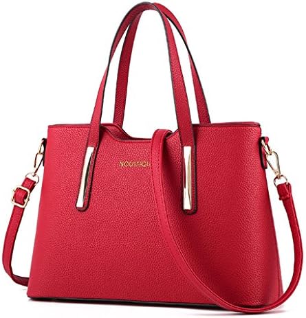 TSRHFGT Women Faux Leather Handbag Top-handle Bag Fashion Shouder Bag Simple Purse Cross-body Bag Wine Red