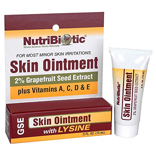 NutriBiotic Skin Ointment .5 Fl Oz | with GSE, Lysine, Beeswax, Echinacea, Goldenseal, Vitamin E & More | for Minor Skin Irritations & to Support Healthy Tissue | Made without Gluten & GMOs