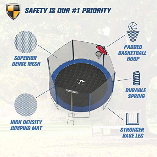 Kangaroo Hoppers Trampoline with Safety Enclosure,Jumping Mat,Ladder