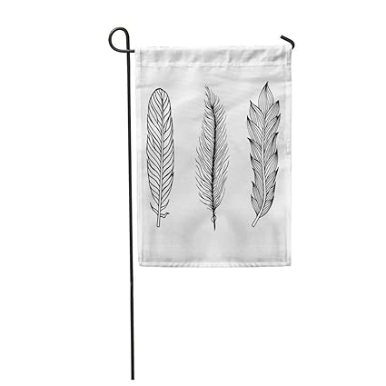 Amazon Com Semtomn Garden Flag Etching Of Feathers Boho Plumes