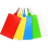 LeadSeals 100 Plastic Tags Shipping Tags Water Proof Tags for Labeling Shipping Labels Security Seals Writable Marker Ties Hanging Tags Storage Tag with One Marker Pen (Mixed 5 Color)