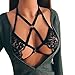 Challyhope Harness Bra, Women Sexy Lace Bandage Triangle Bra Vest Corset Push Up Bralette Bustier Crop Tops (M, Black)