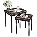 VASAGLE Nesting End Tables with Colorful Storage Tabletop, Pair of 2 Coffee Tables with Solid Wood Legs, Assembly Without Tools, Side Table for Living Room, Country Brown ULNT01GL