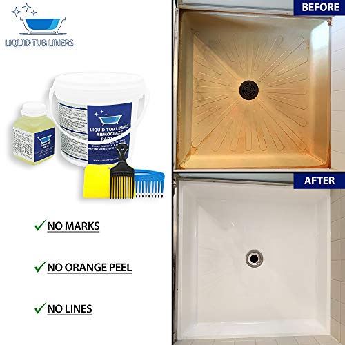Armoglaze Shower Base Refinishing Kit, For Porcelain Enamel Acrylic Fiberglass Terrazzo, Easy
