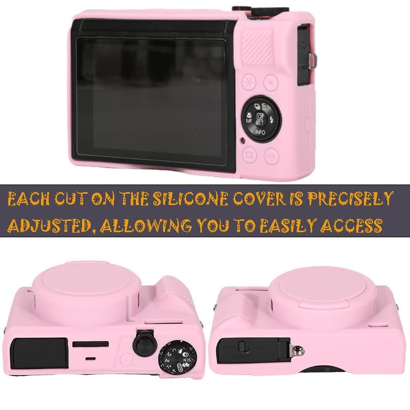 Case for Canon Powershot G7X Mark III Digital Camera, G7X Mark iii Camera Silicone Case, Soft Silicone Protective Cover with Removable Lens Cover for Canon G7-X Mark3 (Pink)