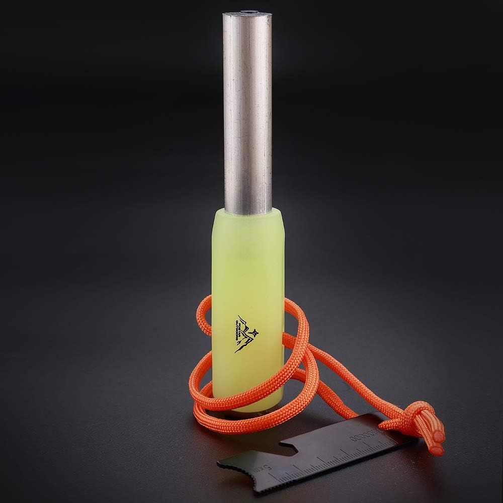 FOSTAR Outdoors Emergency Fire Starter，Magnesium Mg Rod Integrate with Ferro Rod, with Paracord and Multi –Function Scraper Striker, Great for Bushcraft, Camping, Hiking, Hunting (Luminous Green): Sports & Outdoors
