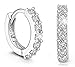 Cubic Zirconia Hoop Earrings,Silver Plated Round CZ Huggie Hoops Small Hoop Earrings for Women Girls