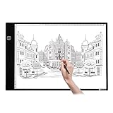 LED Light Box, GLISTENY Stencil Board Drawing Board Tracing Light Box Sketching Artcraft Board 3 Dimmable for Stenciling 2D Calligraphy Embossing Scrapbooking Tattoo (A4 DC)