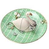 WANYA Ceramic Flamingo Ring Holder Dish, Jewelry Organizer, Tropical Design