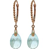 Galaxy Gold GG 14k Solid Gold Leverback Earrings with Briolette Blue Topaz
