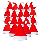 Santa Hat - 20 Pack - Plain Design - Red & White - Wear At A Christmas Party - Perfect Accessory For Santa Claus Costume - Celebrate Xmas With Family & Friends