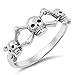 Crossbone Skull Oxidized Biker Ring New .925 Sterling Silver Band Sizes 4-10
