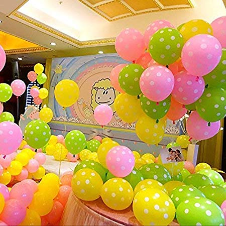 Themez Only Polka Dot Balloons Pink Yellow Green For Party