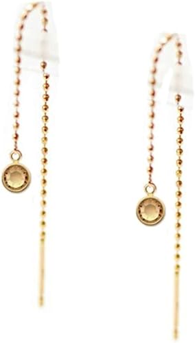 Amazon K18チェーンピアス アメリカン 18金ピアス ポスト シトリン ロングピアス 長め K18 ゴールド シンプル 揺れる 18k ピアス 通販