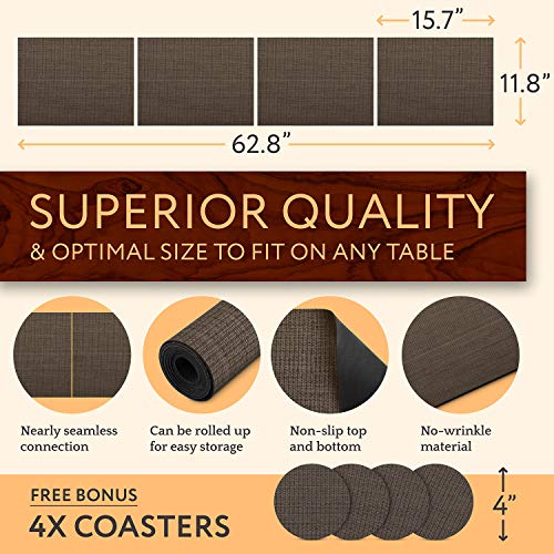 Anna Stay Placemats Set of 6 - Modular Place Mats and Trivets for Hot Dishes, Extendable Hot Pads, Small Heat Resistant Mats for Countertop, Warm Gray Brownish Modern Washable Square Placemats - Thumbnail 7