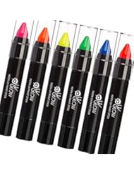 UV Glow - Neon UV Paint Stick for the Face & Body - Set of 6 Colours. Genuine and original UV Glow product - glows brightly under blacklights!
