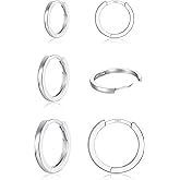 3 Pairs 925 Sterling Silver Hoop Earrings 14K White Gold Plated Small Silver Hoops Cartilage Huggie Earrings for Women Men