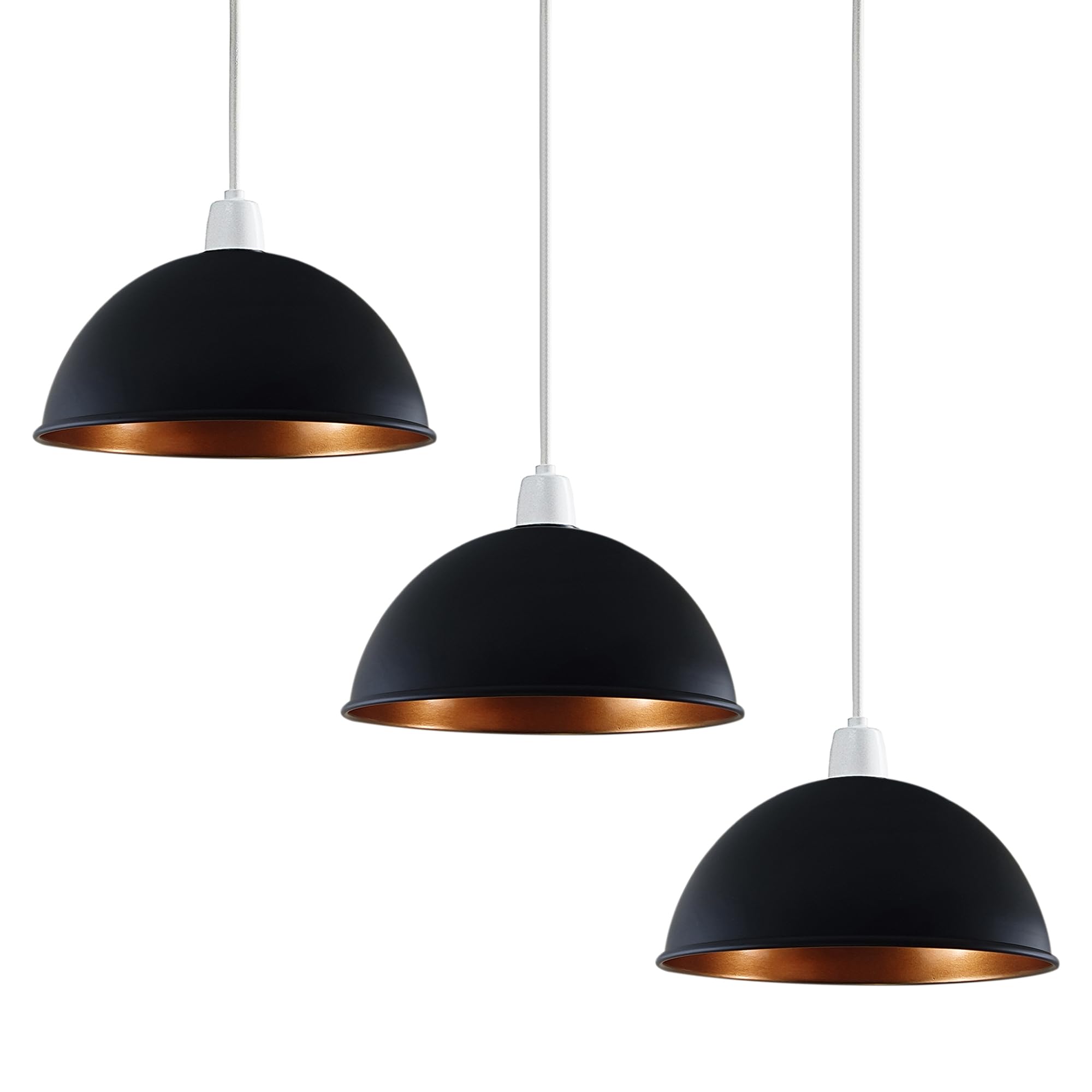 Black Inner Gold Lampshade for Ceiling 21cm Lamp Shades Set of 3 Light Shade Ceiling Light Industrial Light Shades Replacement Pendant Lighting Easy Fit Kitchen Shade for Indoor Pendant Light Shade