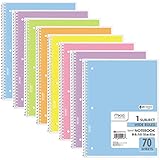 Mead Spiral Notebook 1-Subject Wide Ruled, Pastel Color, COLOR WILL VARY (Pack of 8)