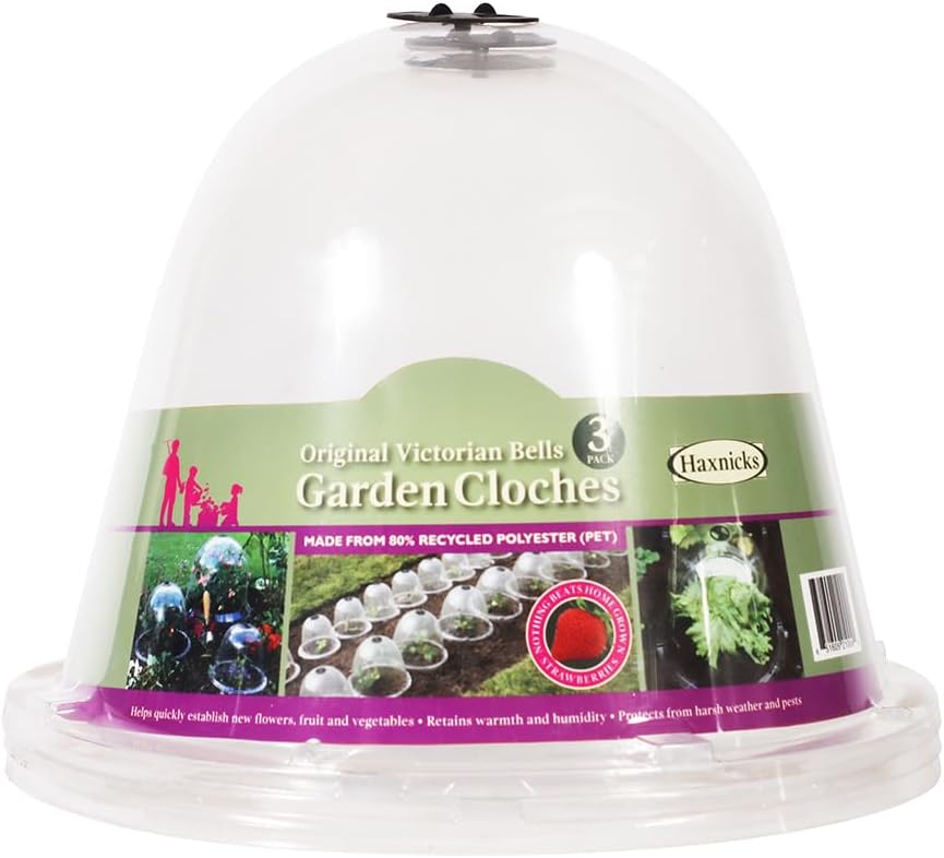 Haxnicks 3x Medium Original Victorian Bell Garden Cloche 34cm Dome