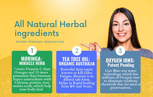 Herbal Yeast infection treatment for Vaginal BV, Odor, Rapid Itch Relief. Natural Feminine Care Yoni Soap oil spray With Tea Tree Oil and Moringa.