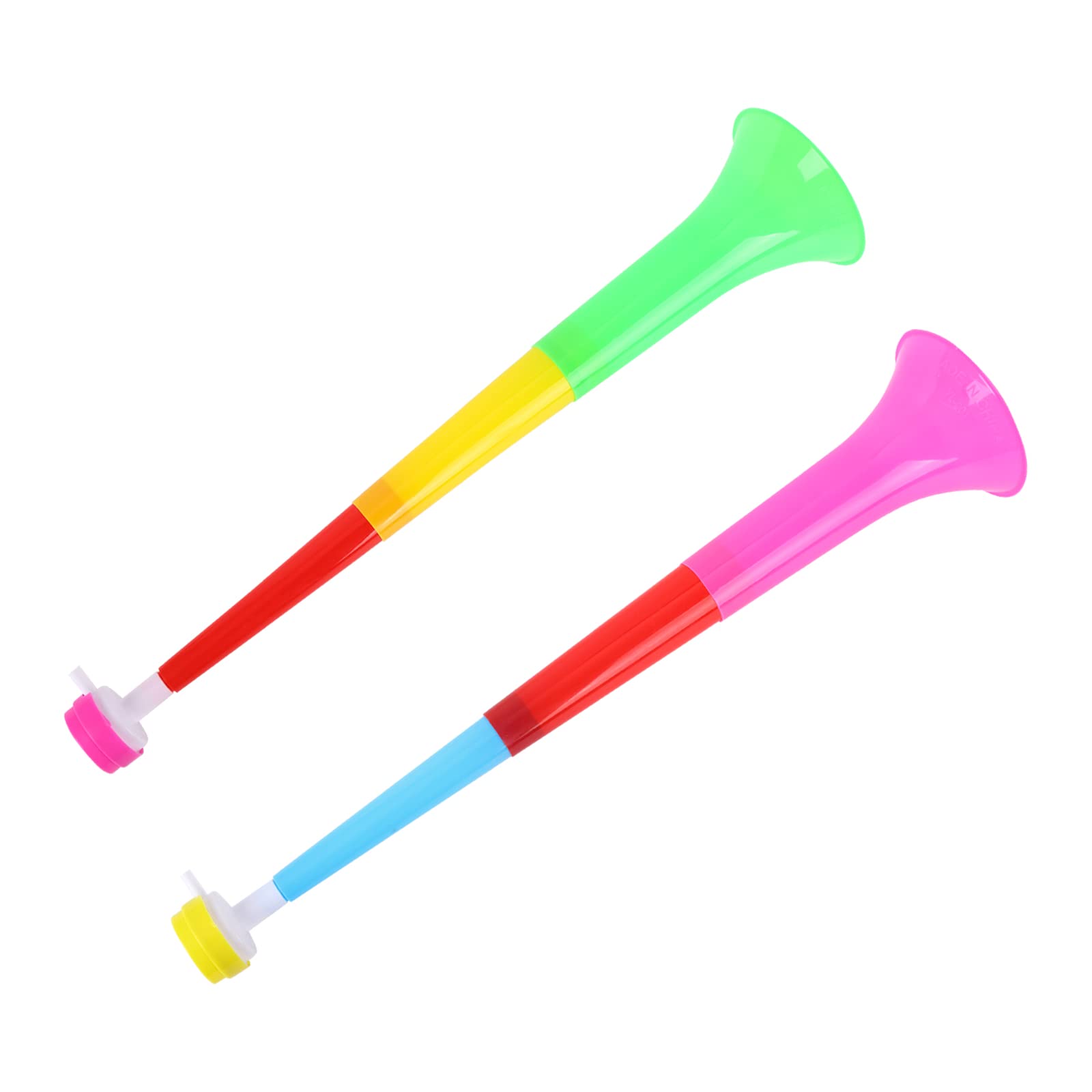 Hileyu Plastic Vuvuzela Trumpets 2pcs Horn Noise Maker Adjustable Plastic Trumpets Football Stadium Cheer Fan Horns Trumpet Accessories for Football and Sports Parties Random Color