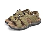 Fitglam Mens Leather Sandals Summer Outdoor Shoes