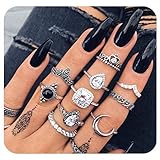 10pcs Vintage Women Mid Ring Set Crown Rhinestone Joint Knuckle Nail Ring Set